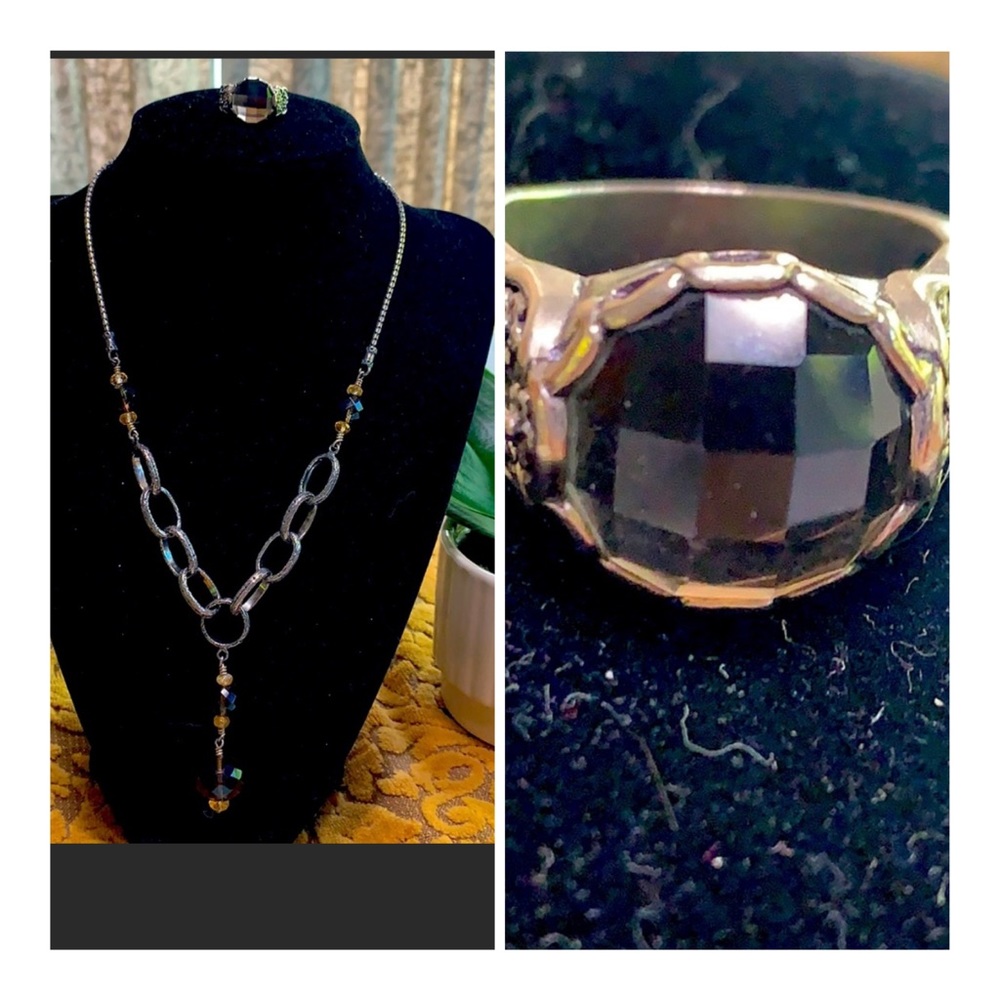 Silpada retired pair!Smoky Quartz ring and necklace-2 pieces for exciting price!